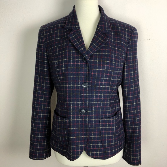Sisley Made in Italy Window Pane Check Lady Jacket Pure Wool Size Small - Picture 2 of 13